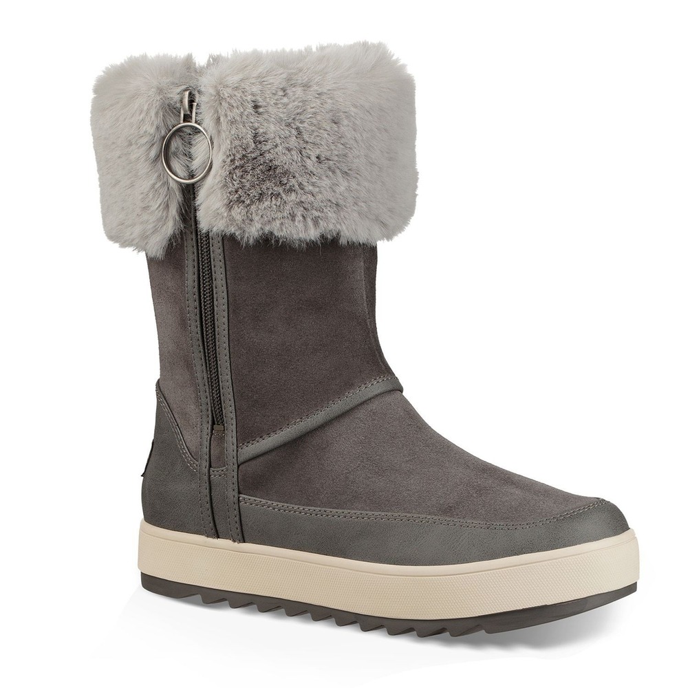 Koolaburra By UGG Women's Grey Suede Leather‎ Tynlee Boots Faux Fur Waterproof 7